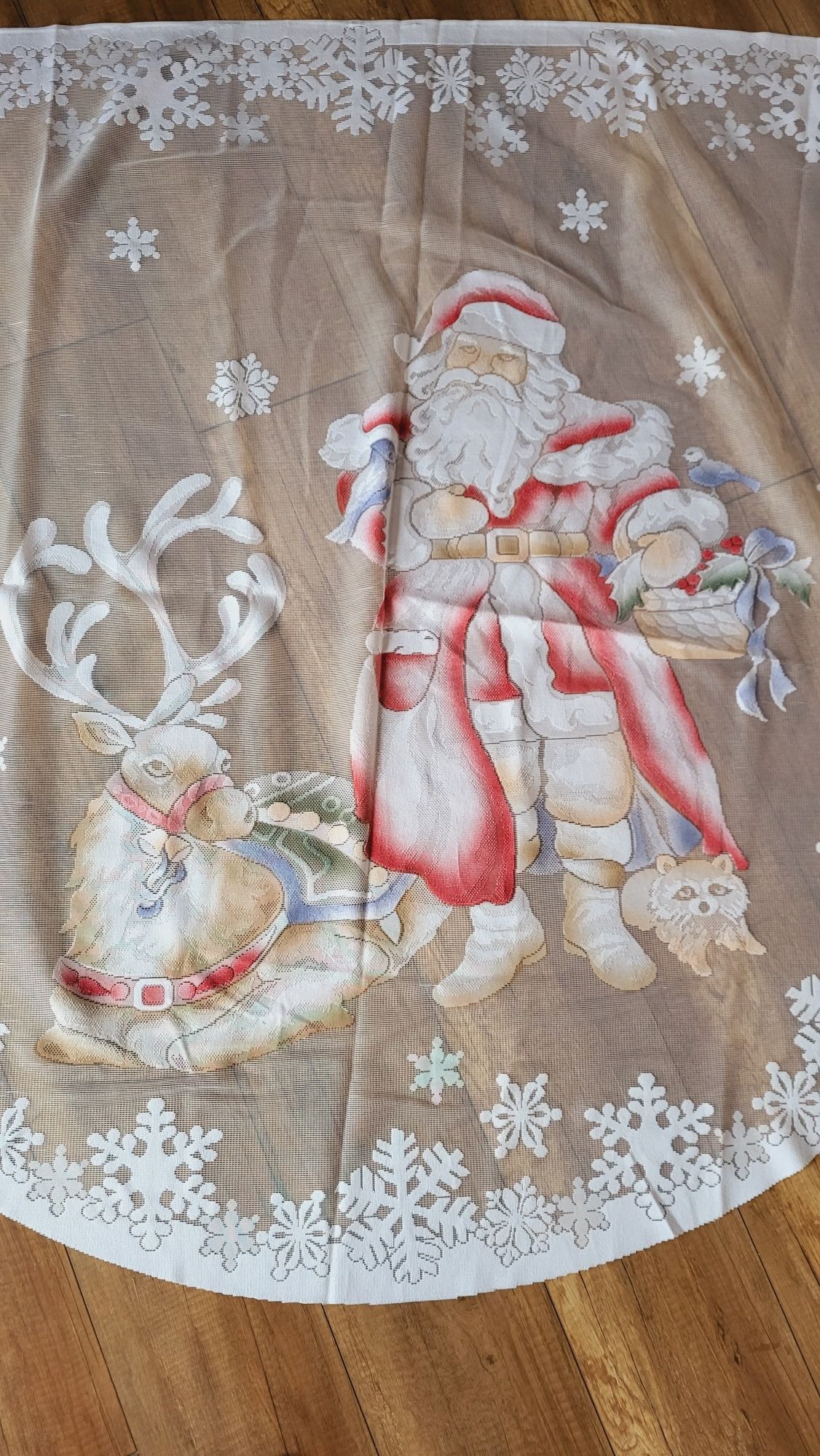 Firanka żakardowa malowana Mikołaj Boże Narodzenie