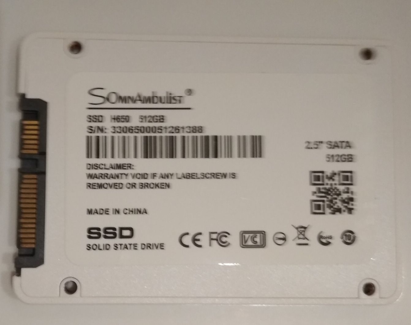 Новий SSD накопичувач Somnambulist 512 Gb SATA р-н