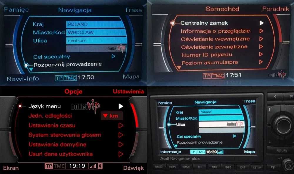 Polskie menu AUDI MMI MIB CONCERT spolszczenie nawigacji AUDI USA/EU