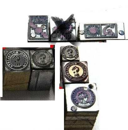 7 Gravuras em metal ilustrando símbolos de partidos políticos