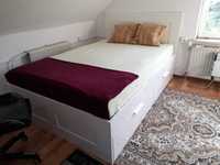 Łóżko 140x200cm Ikea Brimnes z materacem oraz stelarzem + 4 szuflady