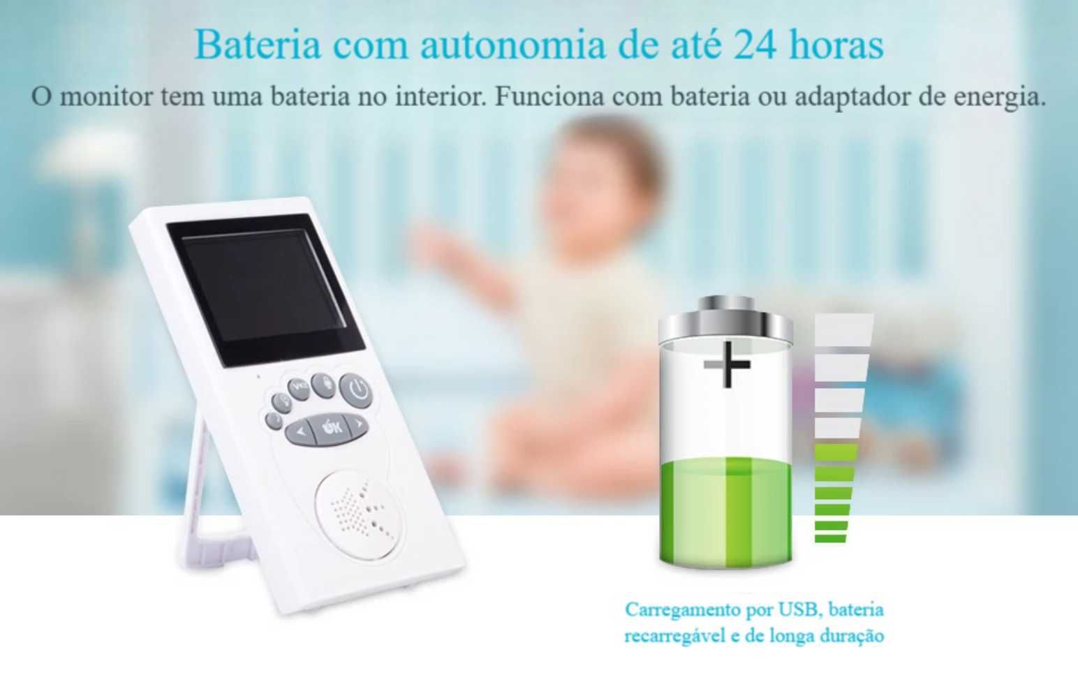 Monitor de Bebé 2.4" ∎ Visão Noturna ∎ Intercomunicador ∎ VOX
