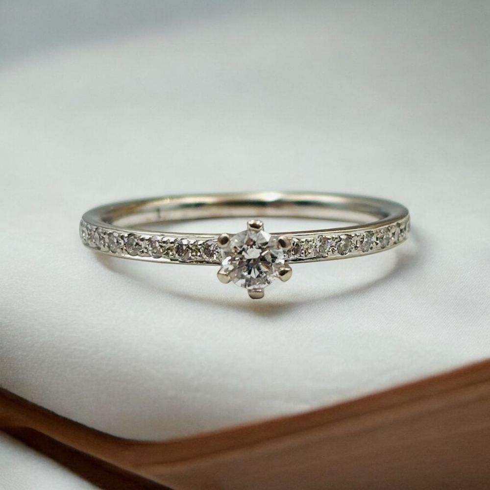 Pierścionek Złoty z Brylantami 585/14k 0.24ct Certyfikat roz13