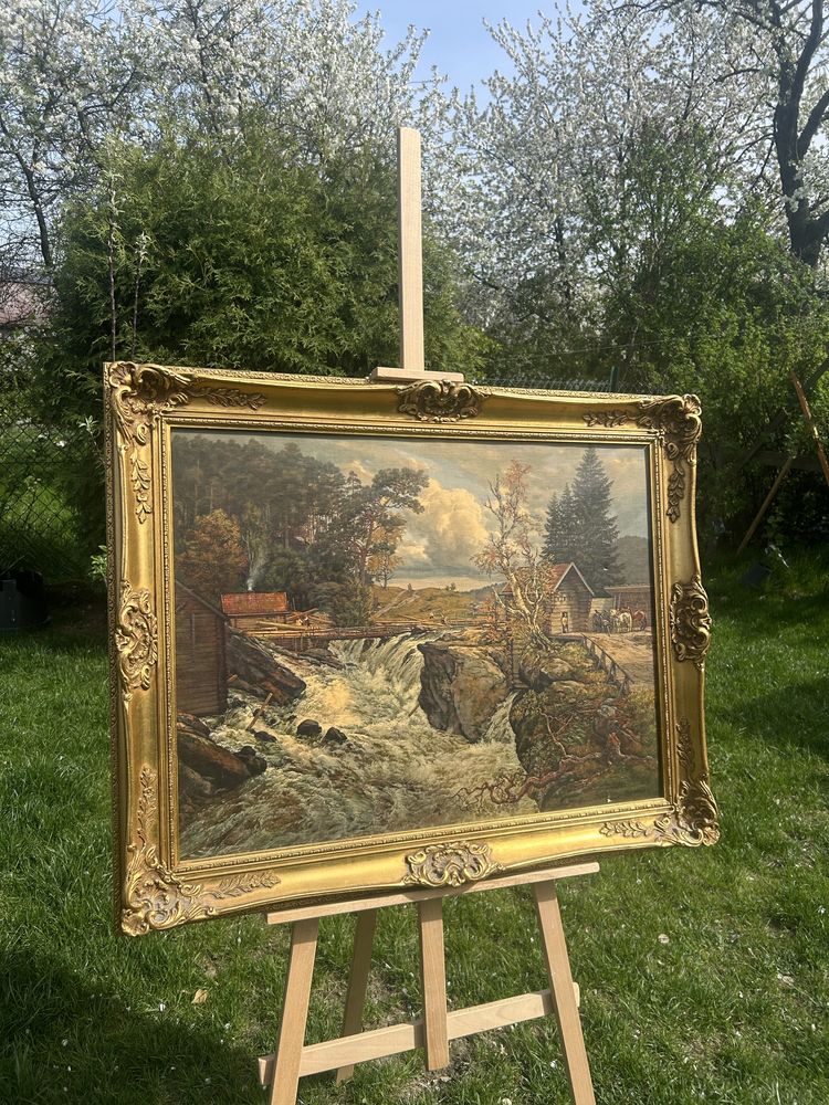 Obraz – Nadruk na płótnie  Złota rama drewniana rzeźbiona 70 x 87,5 cm