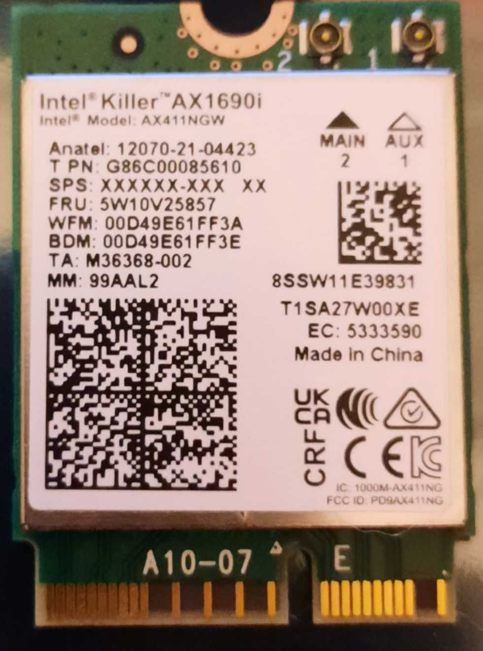 Intel® Killer™ Wi-Fi 6E AX1690