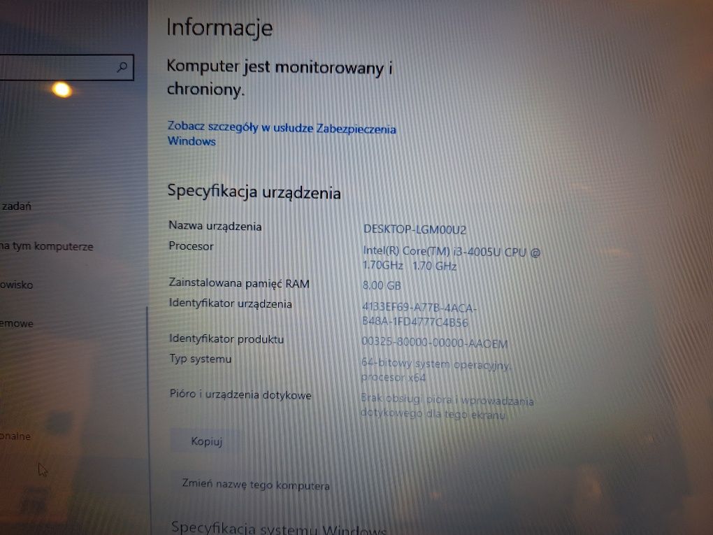 Laptop, notebook Dell Inspiron 15 i3 4005u 1,7GHz RAM8GB SSD128 Window