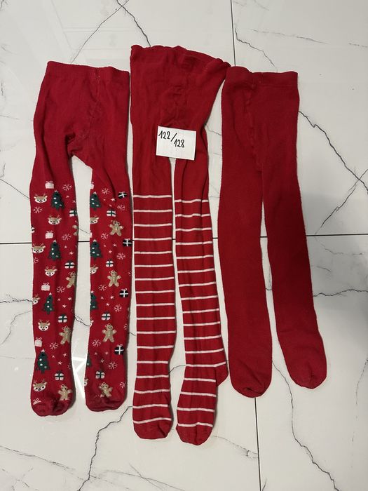 Czerwone rajstopy / rajtuzy zestaw 3 pary 122 / 128