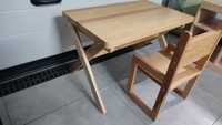 Stolik drewniany biurko dla dziecka z krzesłem, regulacja wysokości