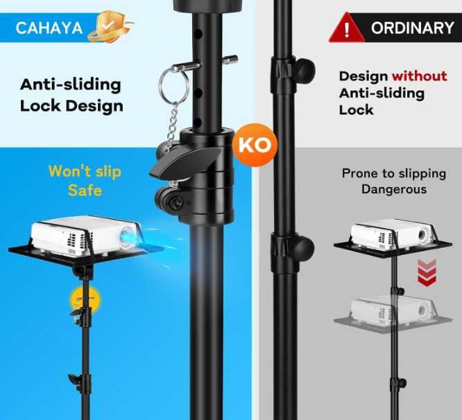 CAHAYA stojak pod projektor/laptop z kółkami regulowany 71–137 cm