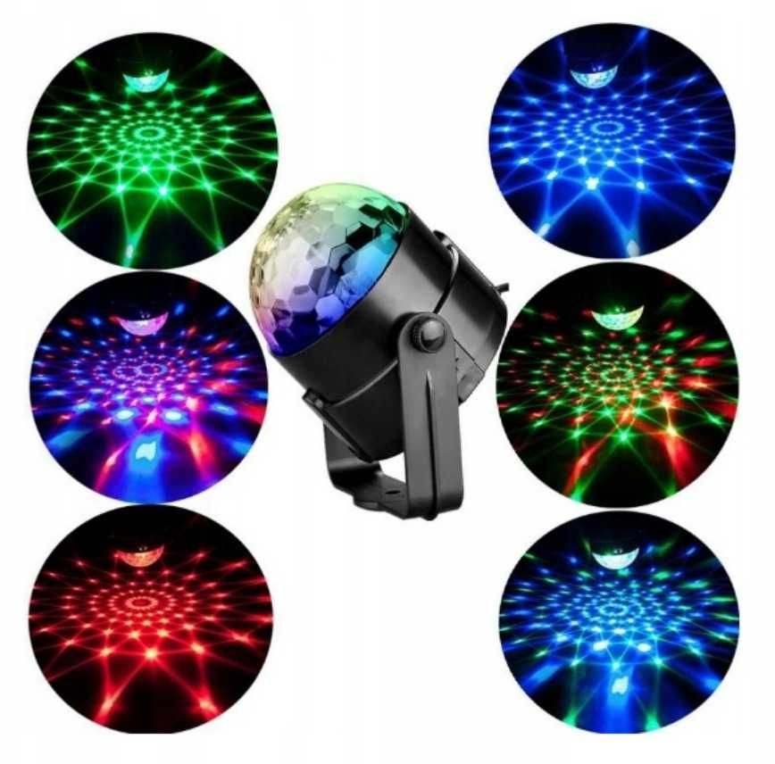 Projektor dyskotekowy kula disco LED RGB FLASH lampka efekty na imprez