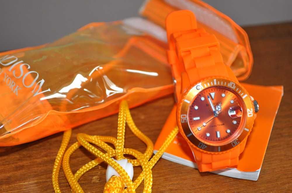 NOWY -Zegarek unisex Madison New York - Candy Time- pomarańczowy KRK