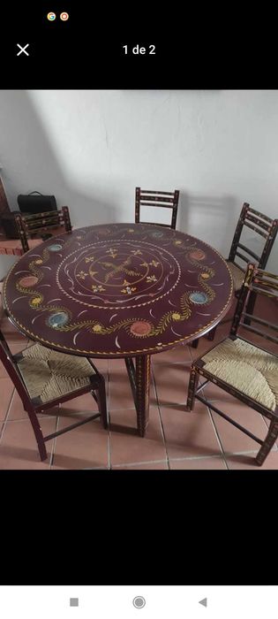 conjunto de mesa e 10 cadeiras alentejanas