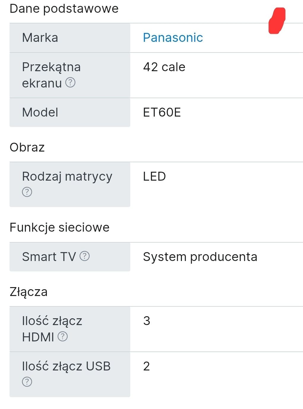 Telewizor Panasonic TX-L42ET60E LED 42"