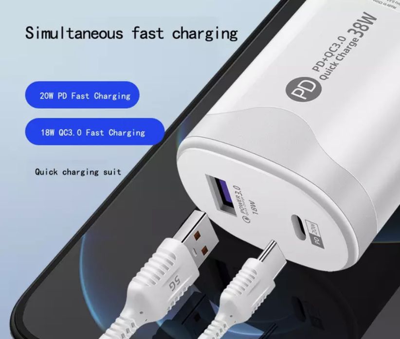 Carregador Type-c Fast Charging Head Pd20w + Qc3.0