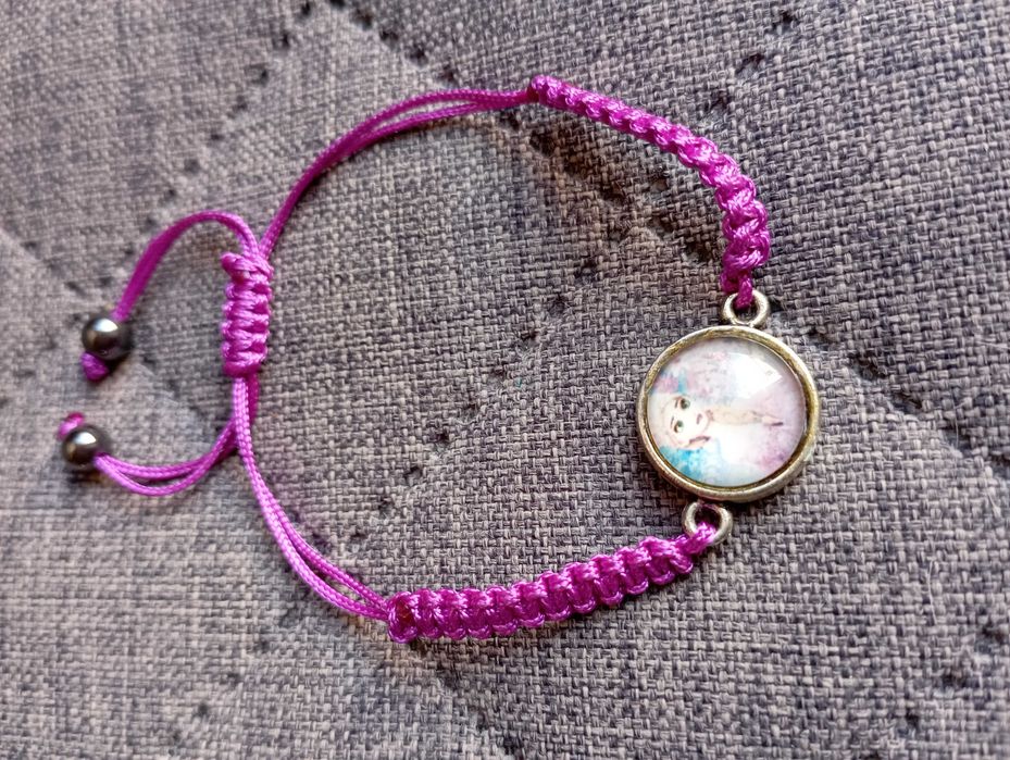 Bransoletka pleciona zaciągana z grafiką Kraina Lodu