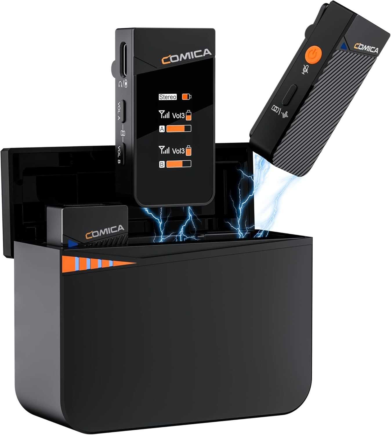 COMICA Vimo C3 - Microfone DUPLO lapela sem fio com CAIXA carregamento