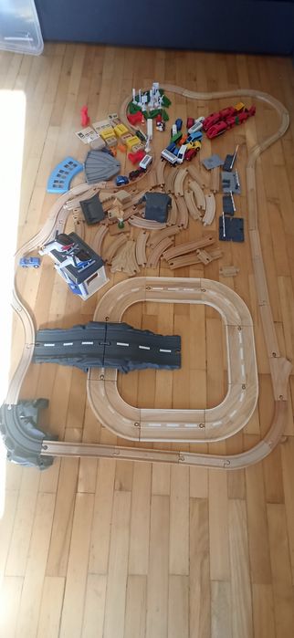 Drewniane klocki różne duży zestaw