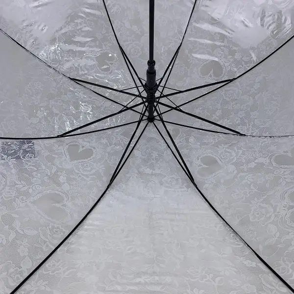 Женский зонт-трость полуавтомат белый с ажурным принтом