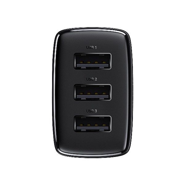 Baseus Compact ładowarka sieciowa 3x Usb 17w czarny (ccxj)
