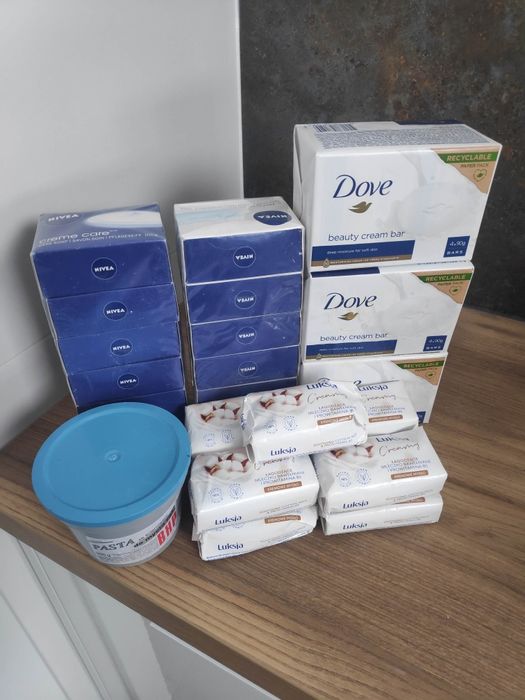 Zestaw Mydło Nivea dove Luksja 33sztuki + pasta BHP do rąk