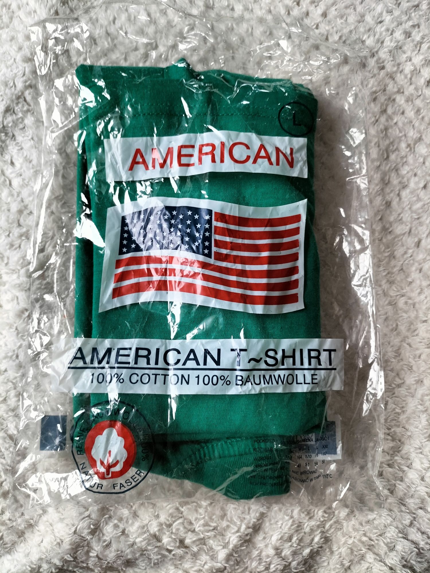 Kolekcyjny T-shirt Top koszulka zielona Bakoma American Flag L