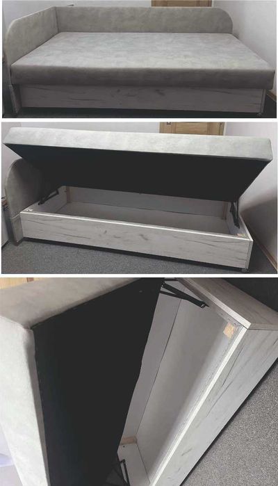 Tapczan jednoosobowy z pojemnikiem na pościel