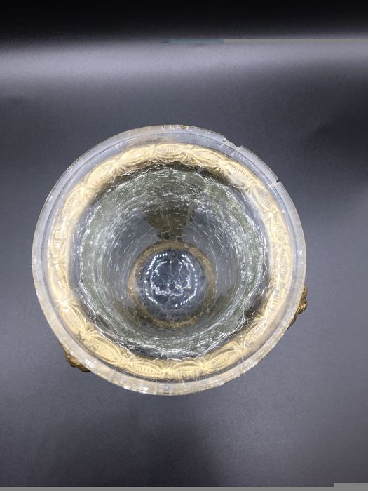 Floreira em bronze e vidro francesa antiga