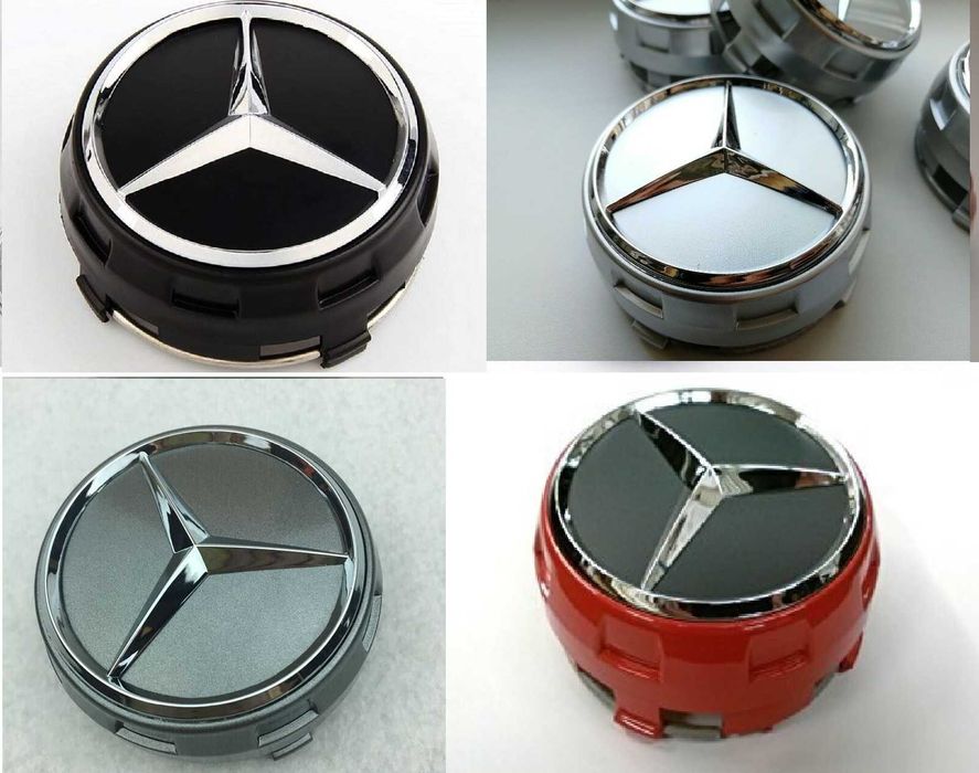 4x Dekielki Dekle MERCEDES BENZ AMG Czarny, Czerwony, Srebrny, Grafit