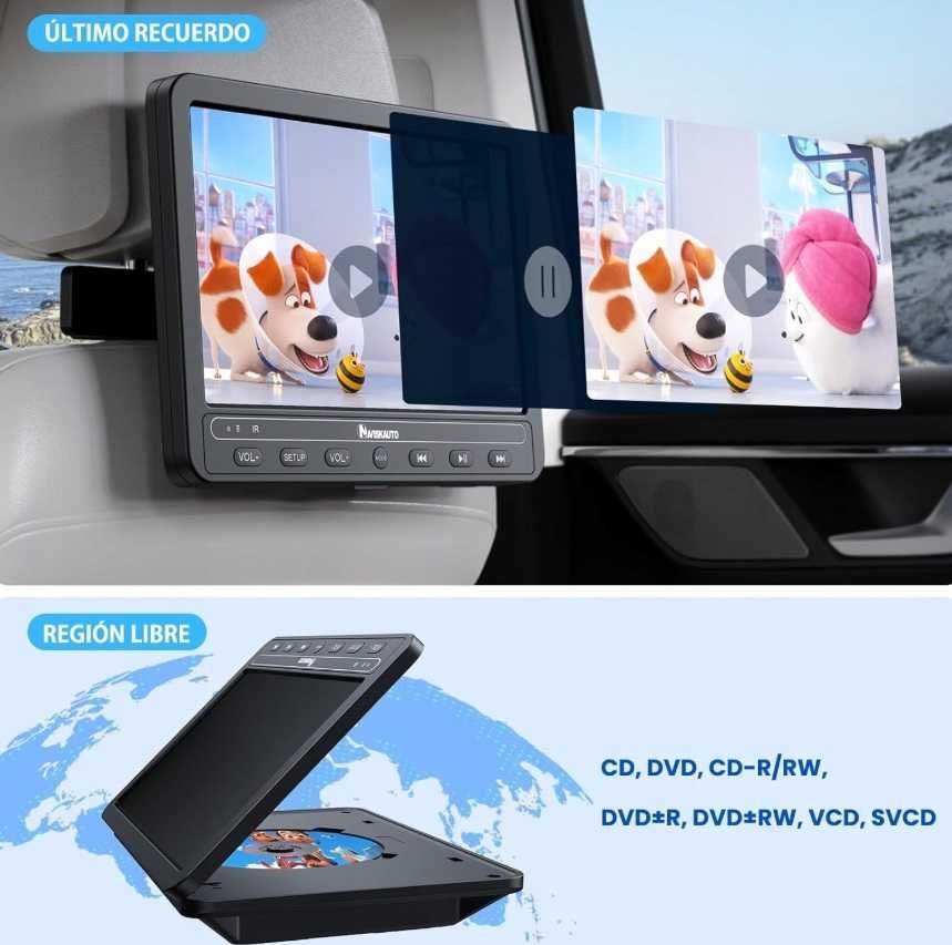 Przenośne DVD samochodowe NAVISKAUTO BN1205B USB SD 10,5" Akumulator