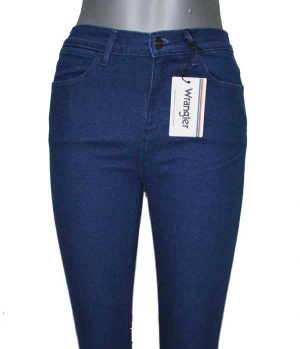 Damskie jeansy Wrangler High Skinny granatowe rurki nowe oryg. W28/L32