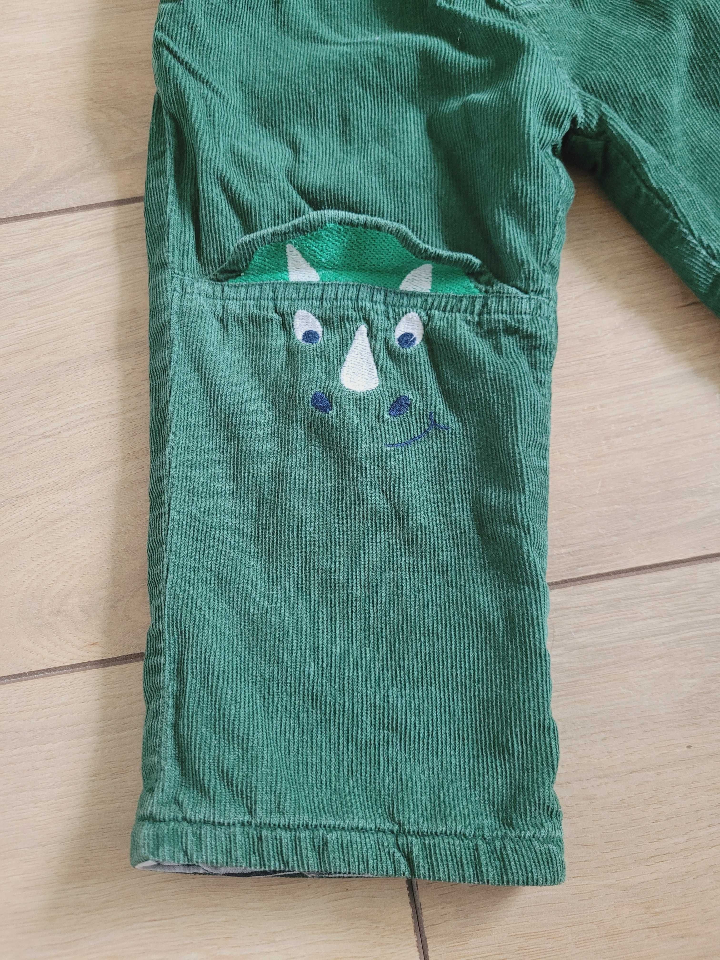 Miękkie ciepłe spodnie niemowlęce z podszewką 74 6-9 koszulka wzór