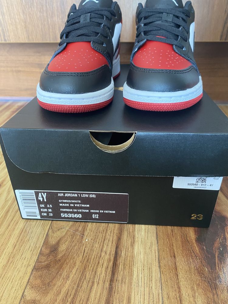 Jordan 1 Low Bred Toe 36