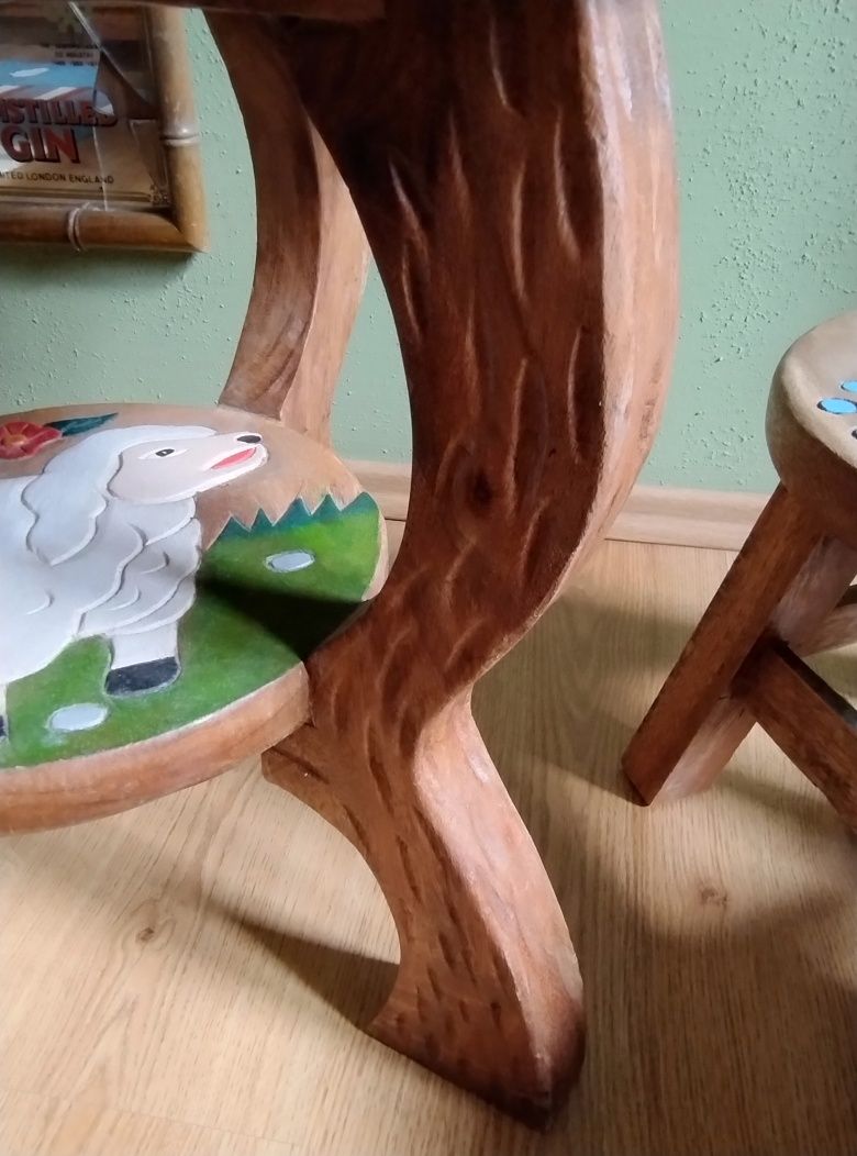 Stolik + krzesła dla dzieci - unikat drewno