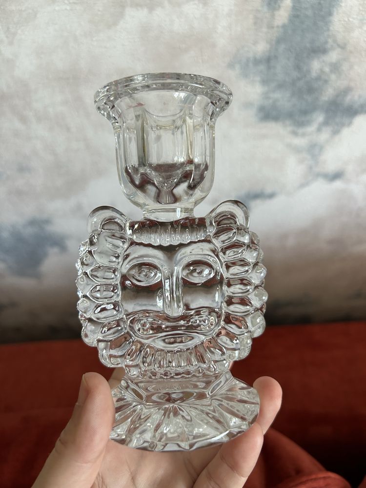 Художнє скло Лев підсвічник кришталь хрусталь