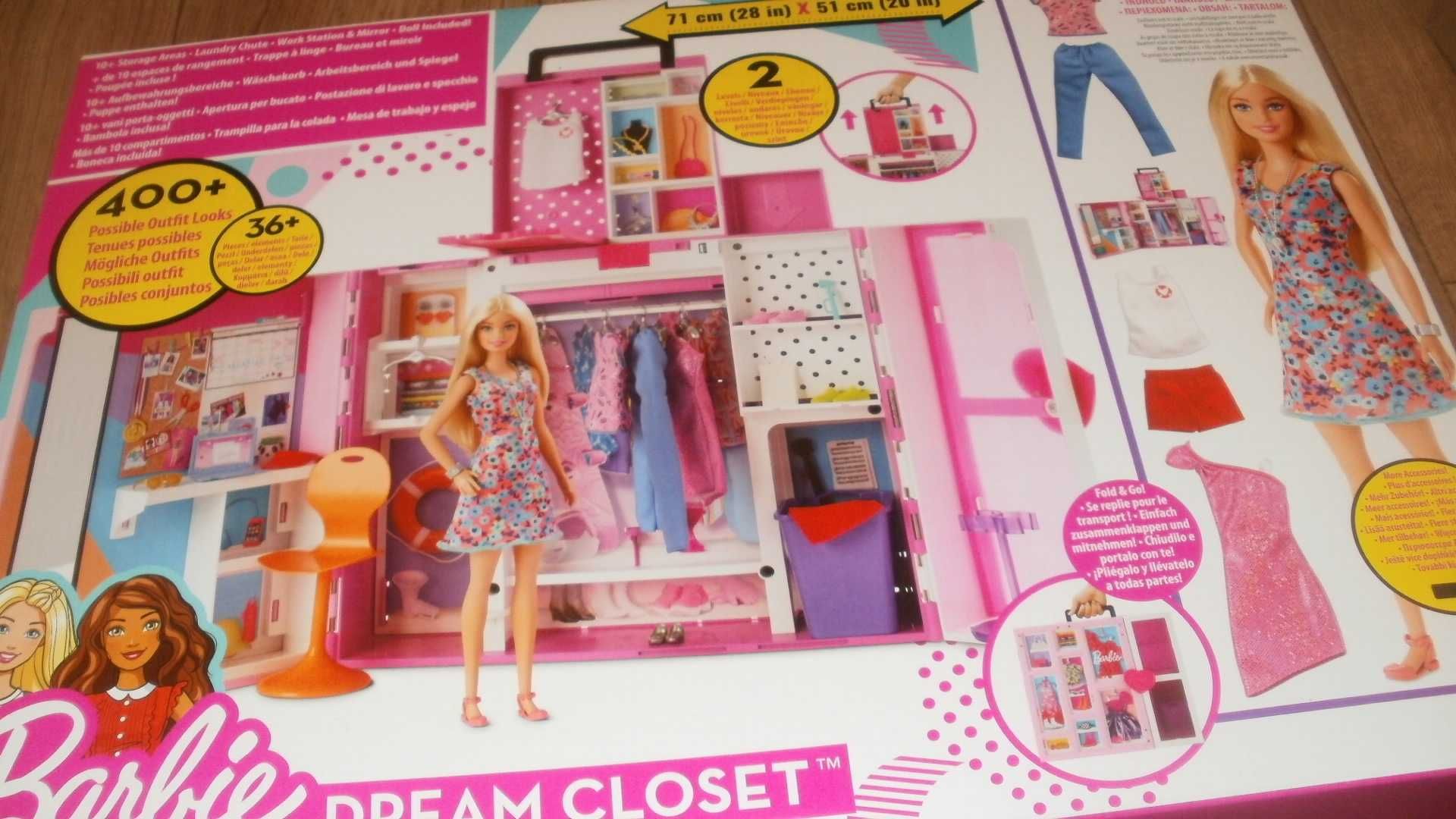 Barbie garderoba zestaw z lalką + 36 akcesoriów HGX57