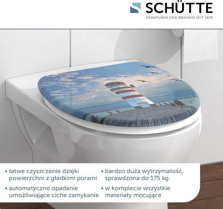Deska Sedesowa Wolnoopadająca WC Toaletowa SCHÜTTE Duroplast Uniwersal