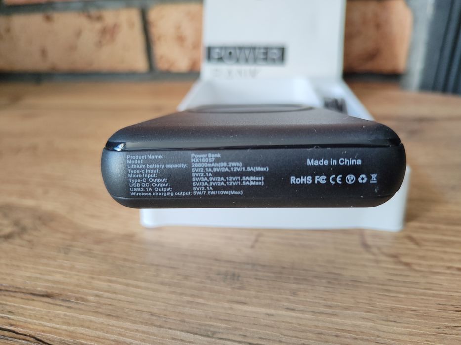 Power Bank HX160S7 czarny 26800 mAh power bank bezprzewodowy