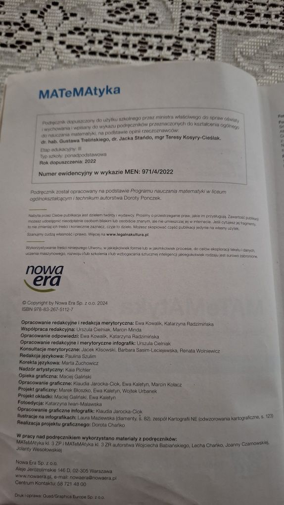 Matematyka 4, podręcznik,  zakres podstawowy