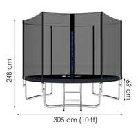 Батут із зовнішньою сіткою Springos 10FT 305 см Чорний