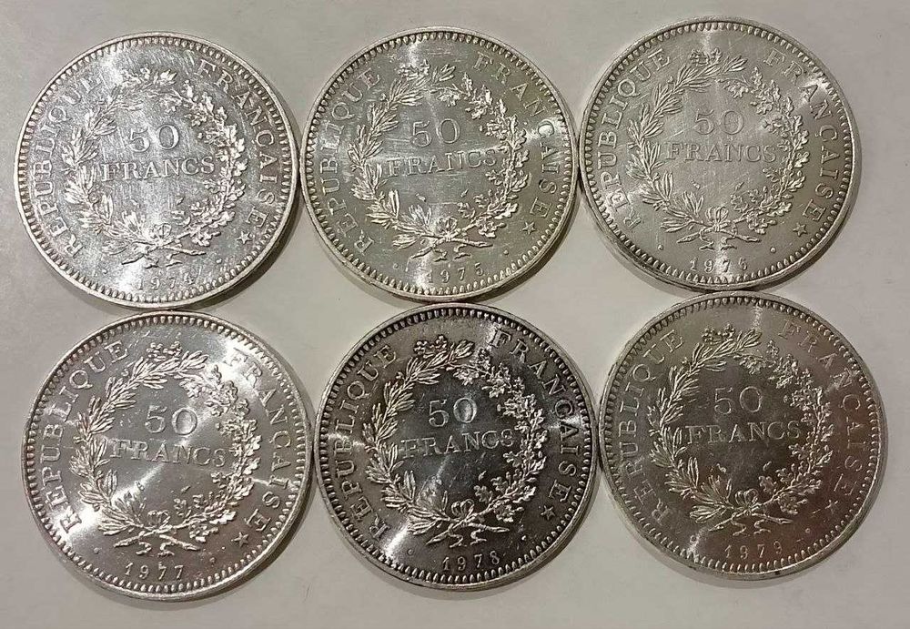 Продам серебреные 50 франков  1974-1979г ЧИТАЙТЕ описание внимательно