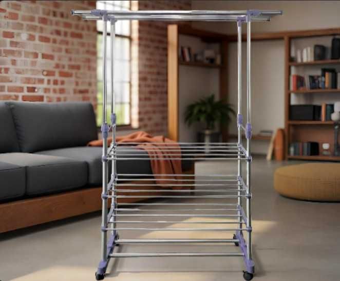 Телескопічна вішалка для одягу на колесах, напольна полка