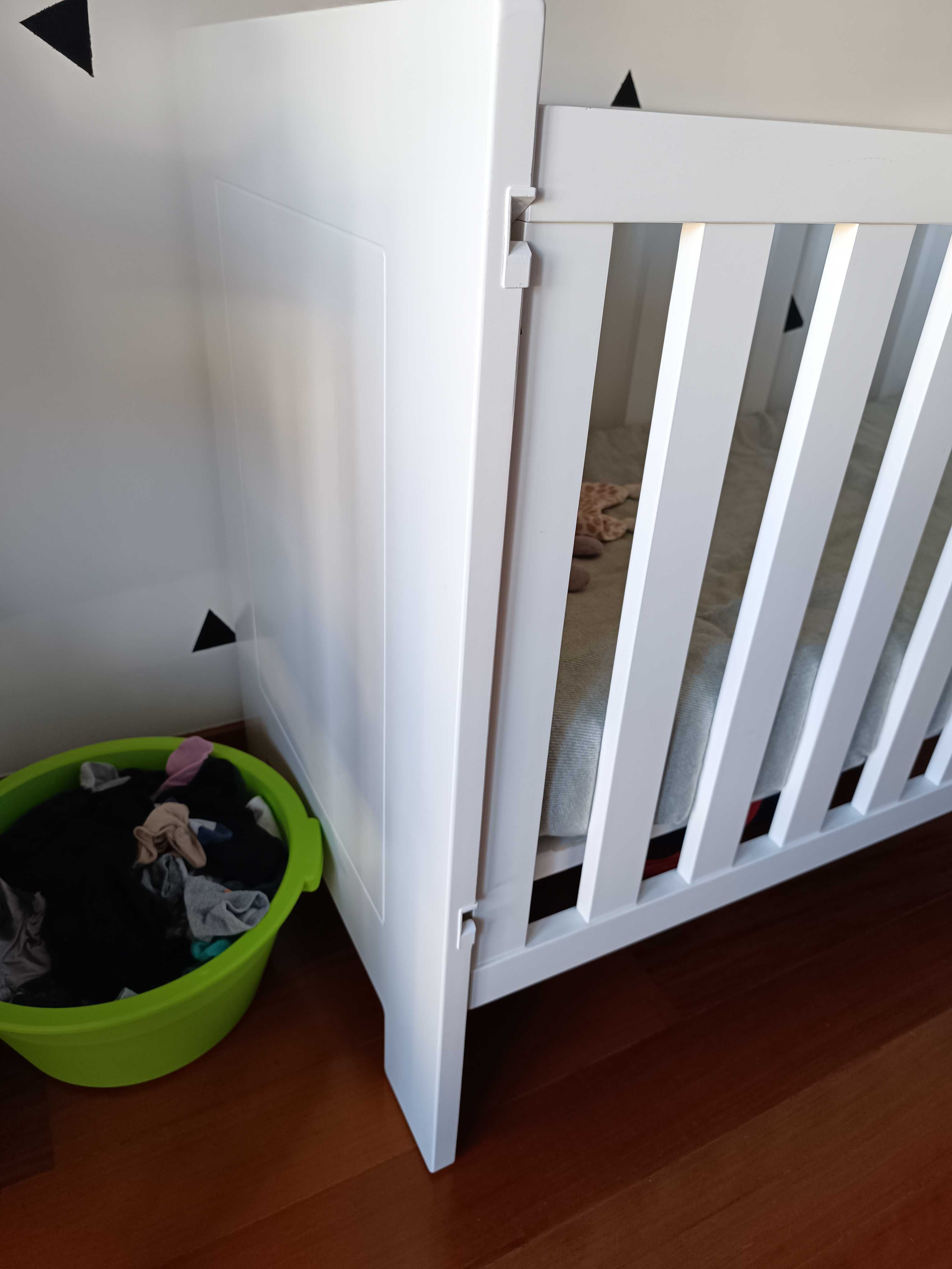 CAMA bebé (Madeira maciça branco) + OFERTA Trocador