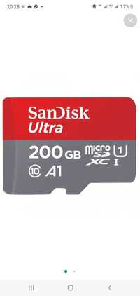 Карта памяти SanDisk SDSQUAR 200Gb (100MB/s, UHS,C10,U1,A1 Card+adapt)