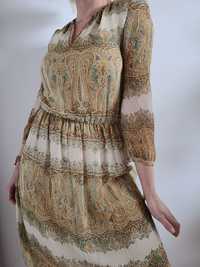 Długa kolorowa jedwabna sukienka 100% jedwab Massimo Dutti