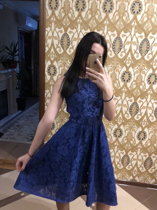 сукня міді мереживо синій колір