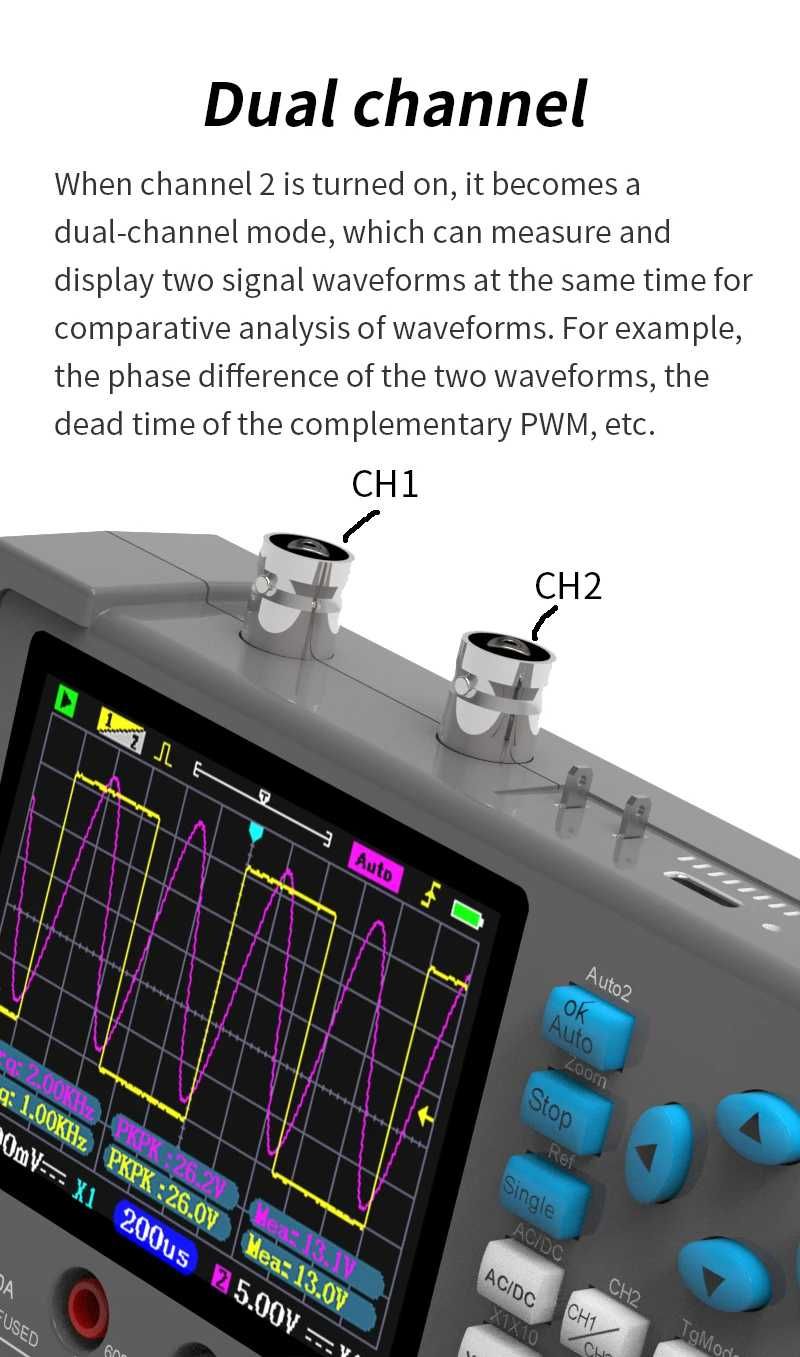 Осцилограф ZEEWEII DSO3D12, 120MHz + мультиметр, генератор