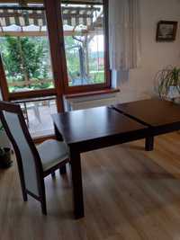 Drewniany stół rozsuwany  + komplet 6 krzeseł