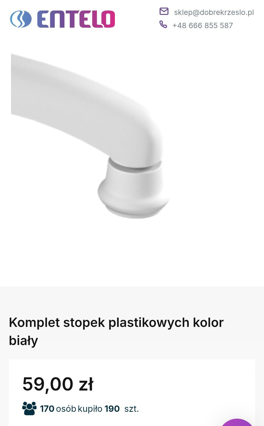 Białe stopki do krzesła Entelo nowe