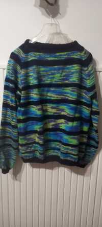 Sweter ręcznie robiony z  wełny merynosów XXL
