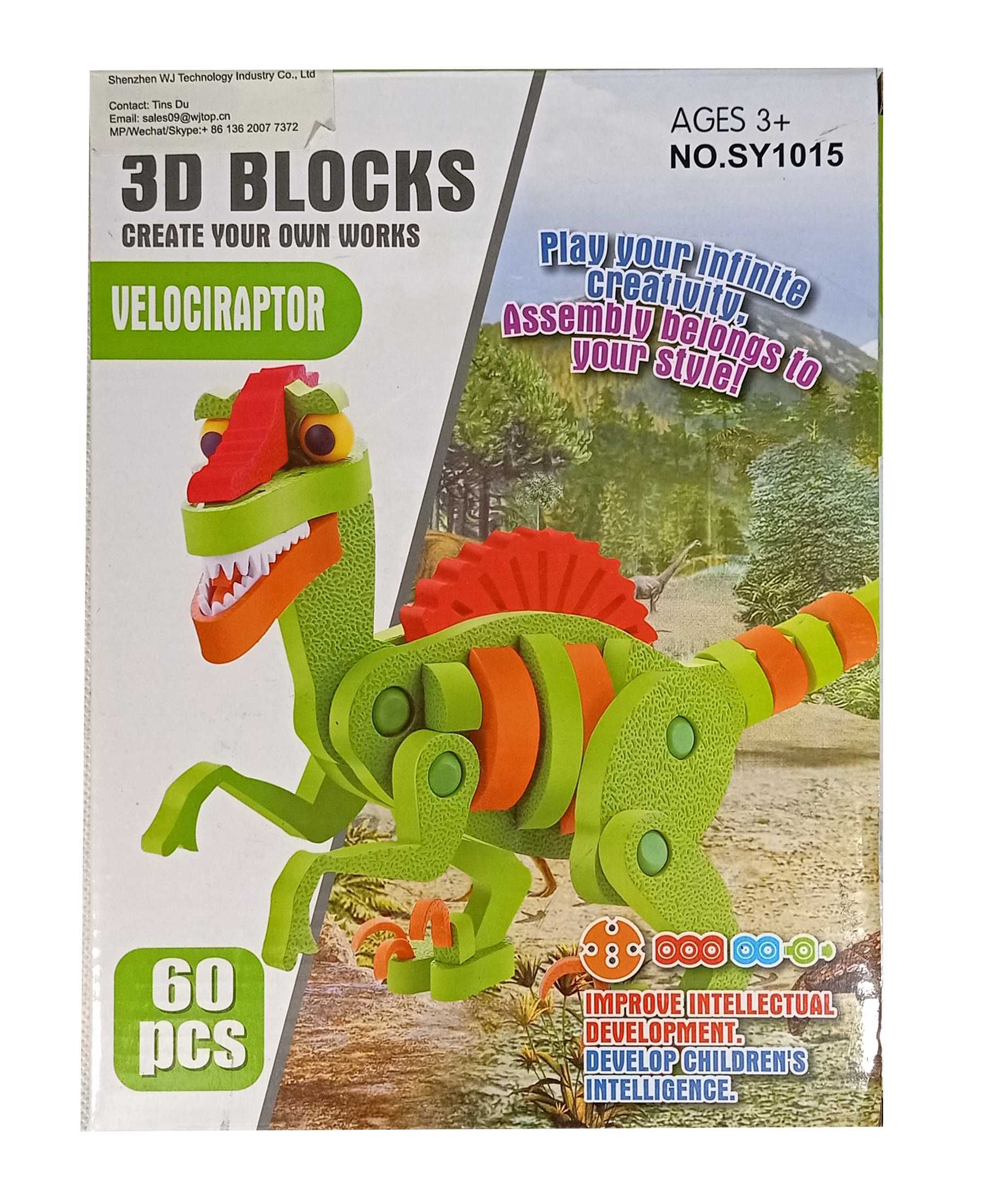 Velociraptor Dinozaur Klocki Piankowe Puzzle